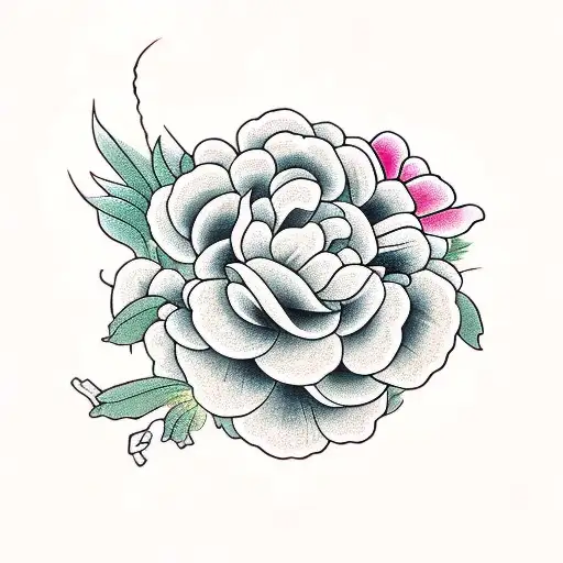 Snake Surrounded By Peonies