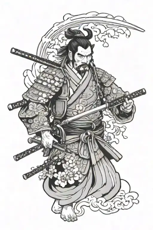 Japanese Traditions With Samurai And Mk16 Rifle