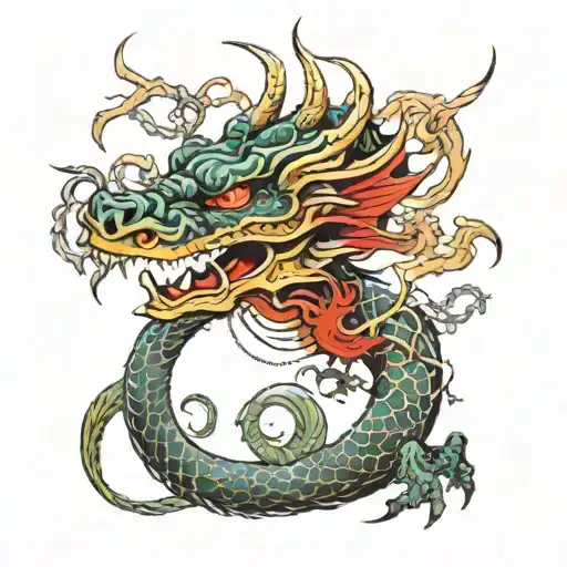 Dragon With Barbed Wire On Its Horns