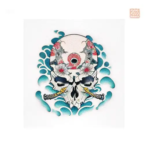 Grulla Skull And Waves