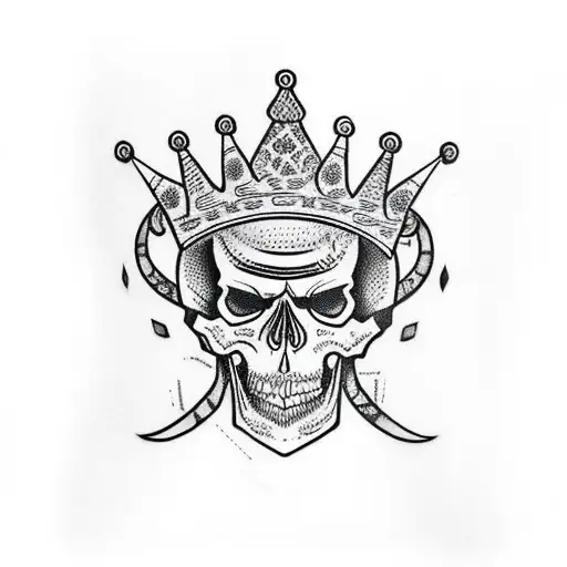 Skull With Cup Crown And Carpa Fish