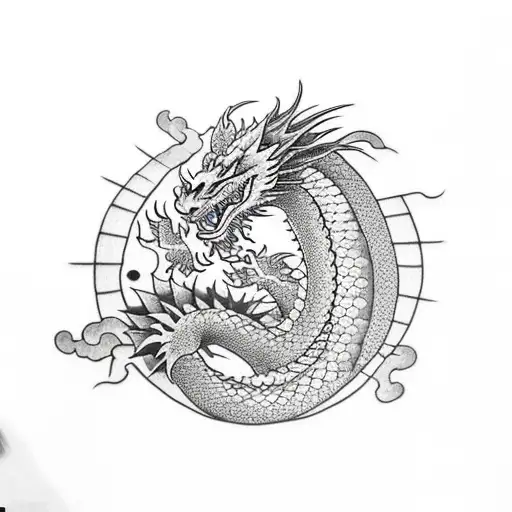 Dragon With A Sunflower In Its Mouth