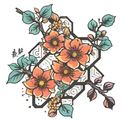 Serotonin Chemical Formula With Sakura Tree