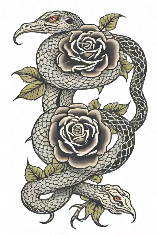 Snake Cross And Rose