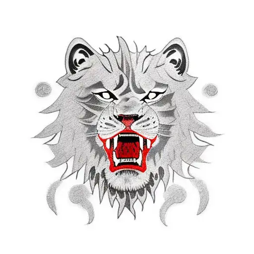 Roaring Lion With Lightning And Clouds Around For A Full Chest Piece