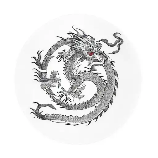 A Dragon Breathing Fire With Dragon Ball Symbols Incorporated