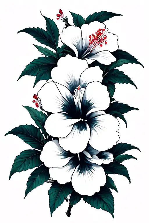 Lemon Tree With Hibiscus Flowers