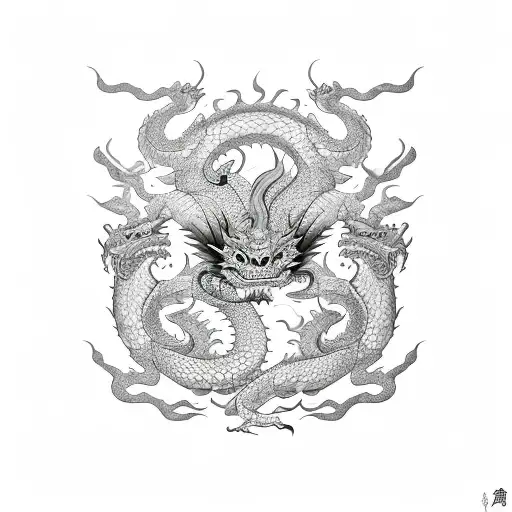 Dragon With Bushido Writed In Japanese Caracter