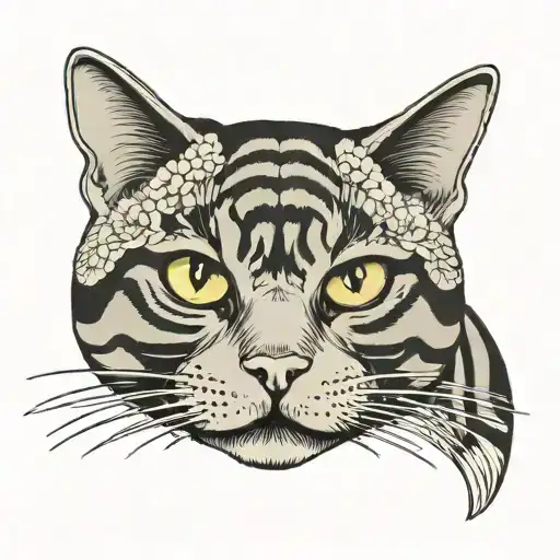 Striped Grey Cat Looking Forward