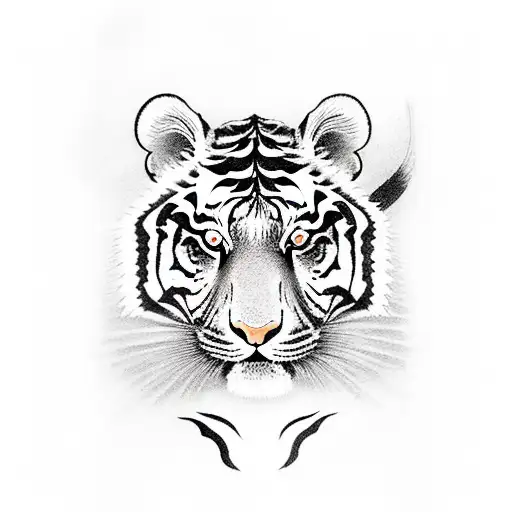 Full Body Of A Tiger Holding A Mai Tai & Crawling