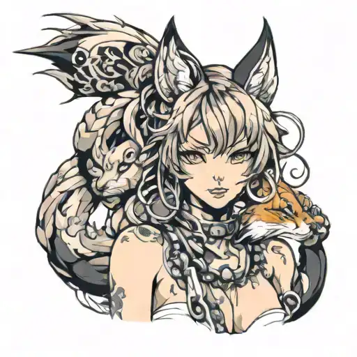 A Pumped Up Anime Girl With Fox Features In A Futuristic Anime World