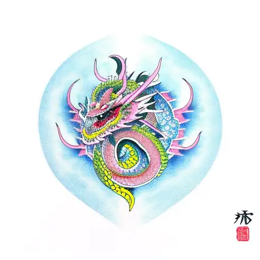 Dragon In Shape Of Heart On 2 Separate Hands
