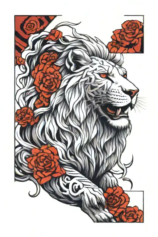 White Lion Transforms Into Geometric Figures