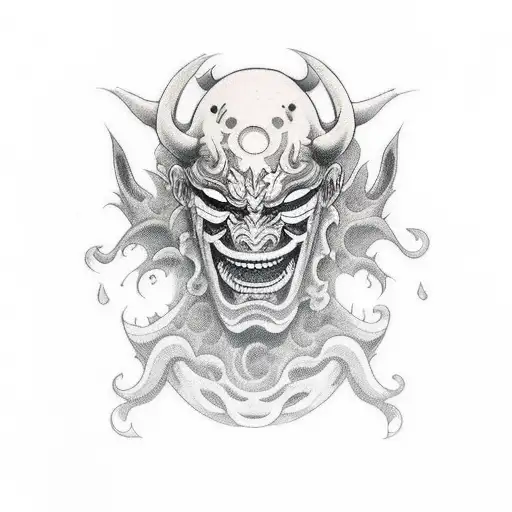 A Demon Covering His Face With A Human Mask