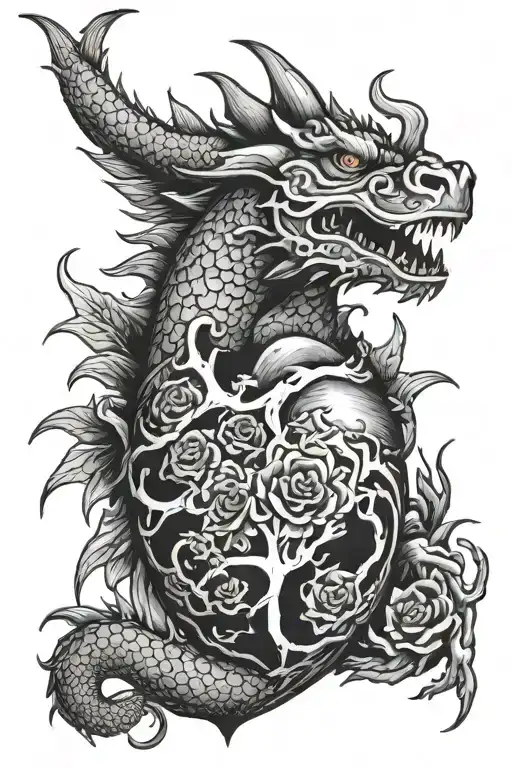 Anatomical Heart With Dragon
