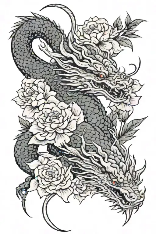 Dragon With Peonies
