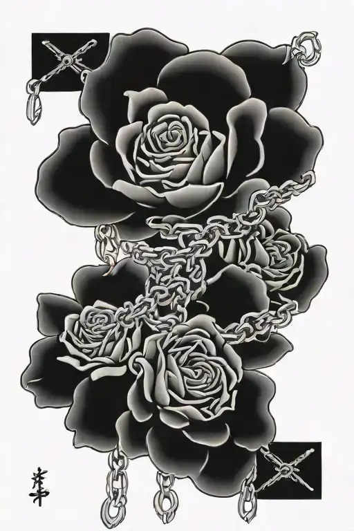 Black Rose With Chains Wrapped