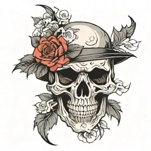 Ganster Skull With Rose