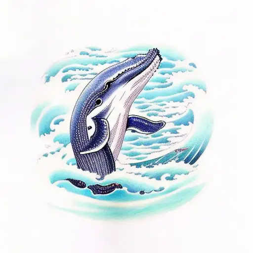 Whale Svimming In Ocean