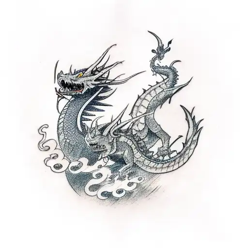 Wizard Fighting A Dragon In Front Of A Waterfall