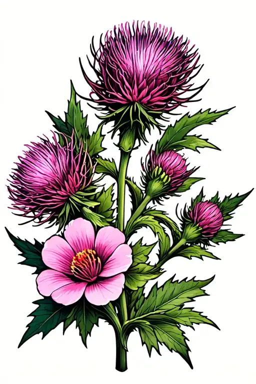 Scottish Thistle Pink Primrose Flower
