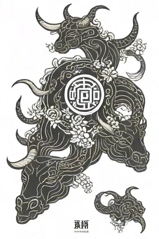 Taurus And Virgo Zodiac Symbol Intertwined