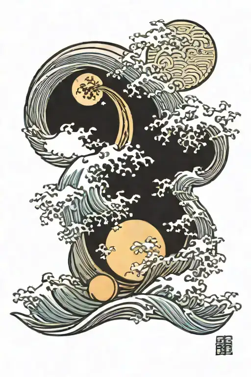 Waves Crashing Moon Surrounded