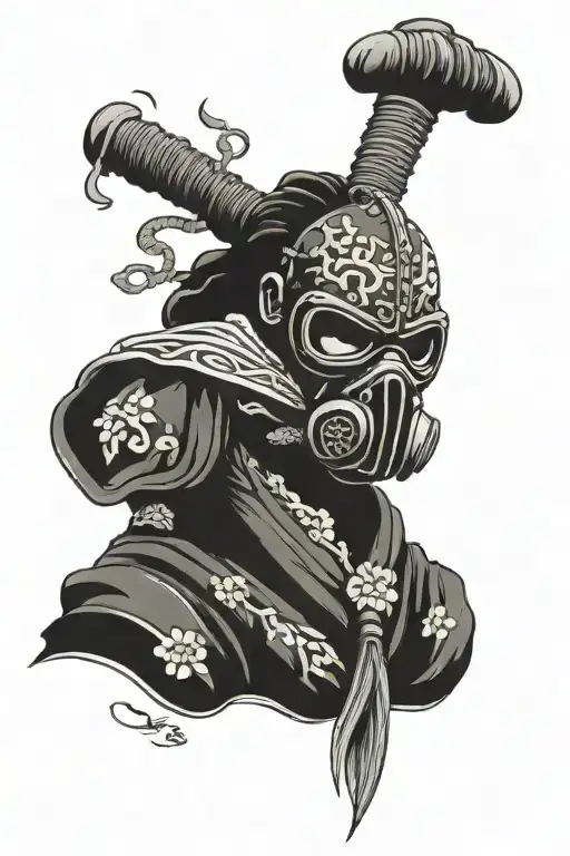 Gas Mask Samurai Warrior