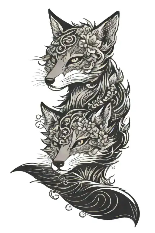 Fox Face With Virgo Zodiac Symbol In The Eye