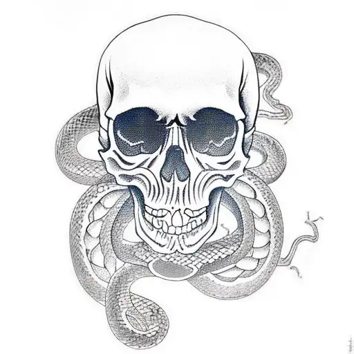 Skull With Snake Going Through It