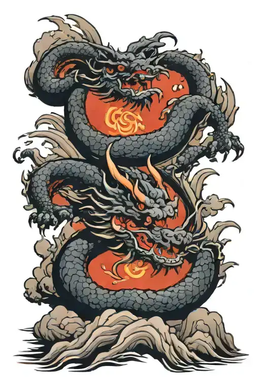 Dragon Near Mountains