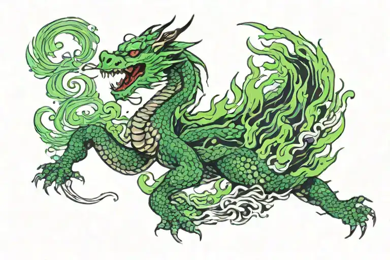 Dragon Breathing Green Fire