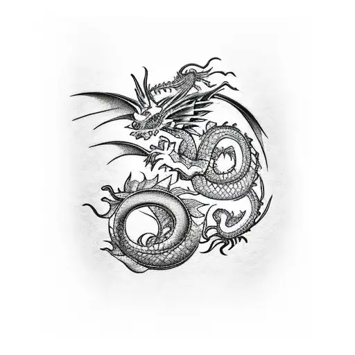 Dragon With Loto's Flowers