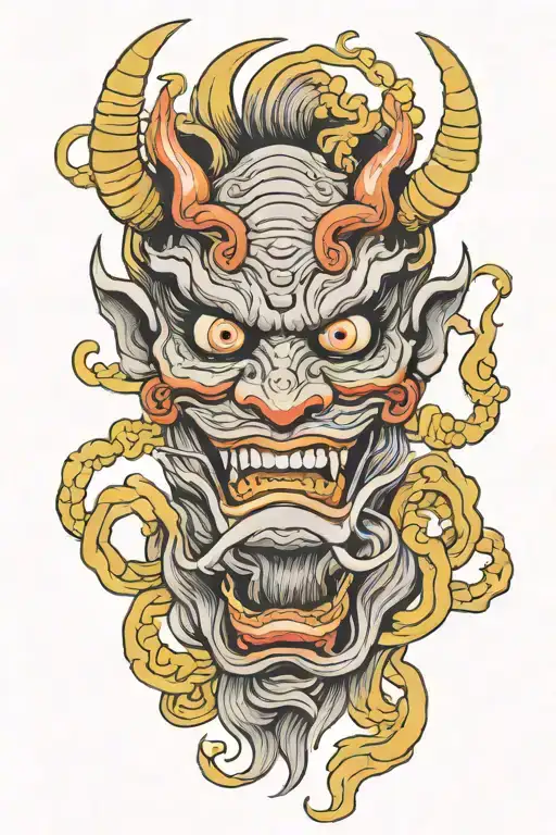 Female Oni Mask Holding