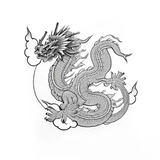 Japanese Dragon With Peony