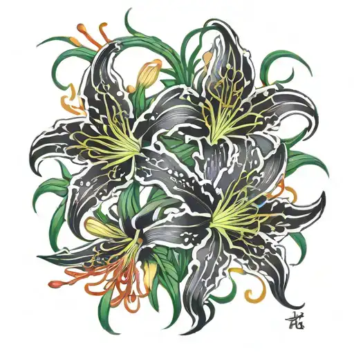 Bouquet Of Spider Lilies Intertwined