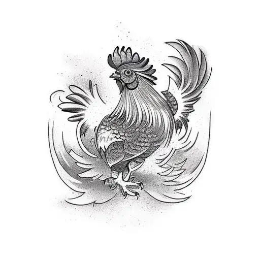 Flying Rooster And Dog Fighting Chest Piece