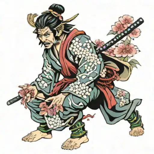 Samurai Warrior Cherry Blossoms