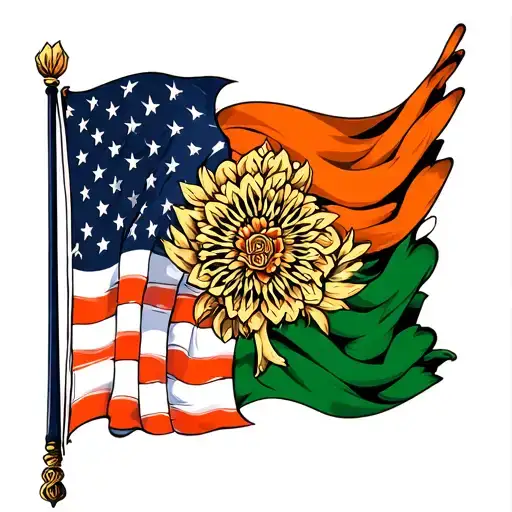 The Irish And American Flag Together Symbolizing