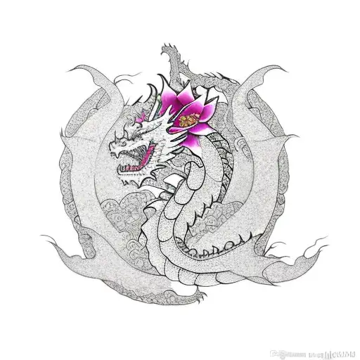 Dragon With Sakura Flowers Spine