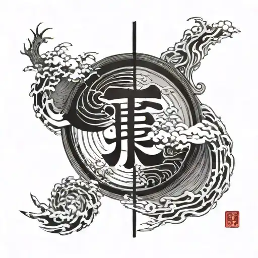 Kanji Death Symbol Inside A Enso Circle