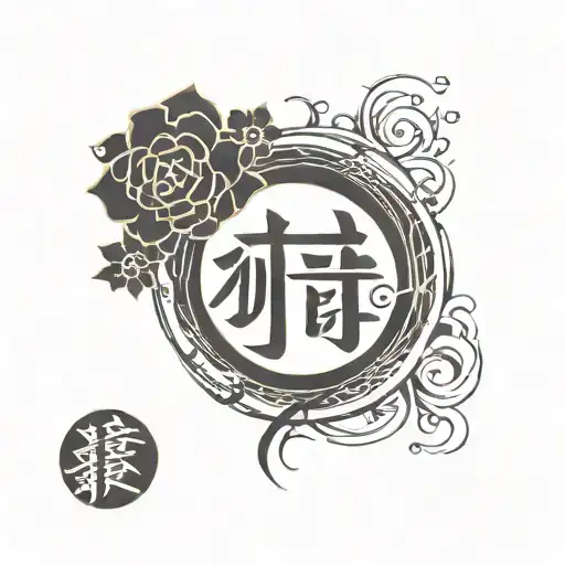Kanji Determination Symbol Inside A Enso Circle Shape