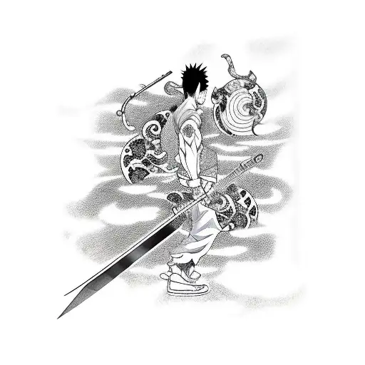 Anime Zoro Swordrs Integrated With Japanese Style Sleeve