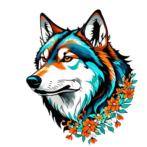 Colorfull Wolf And Forest