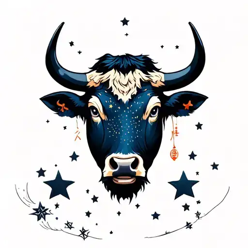 Whole Bull With The Stars Of The Bull Constellation Inside Inside