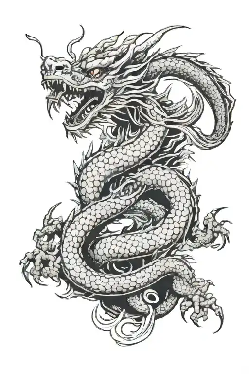 Medieval Dragon Wrapped Around A Castle