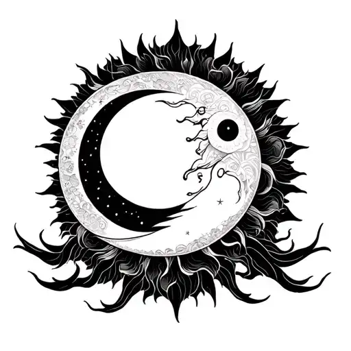 Sun And Moon Merging Together