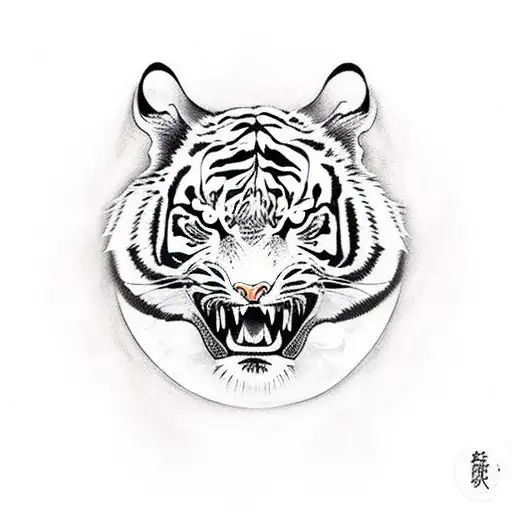 A Fierce Tiger Roaring In The Moonlight