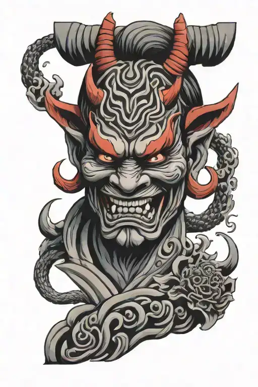 Oni Mask Black And Grey