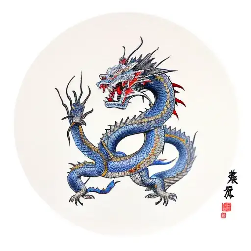Japanese Dragon Fighting European Dragon